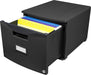 Plastic One-Drawer File Cabinet – Locking Document Organizer for Home and Office, Black, 1-Pack (61265B01C)