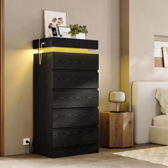 54Inch Tall Dresser With Five Drawers LEDIlluminated