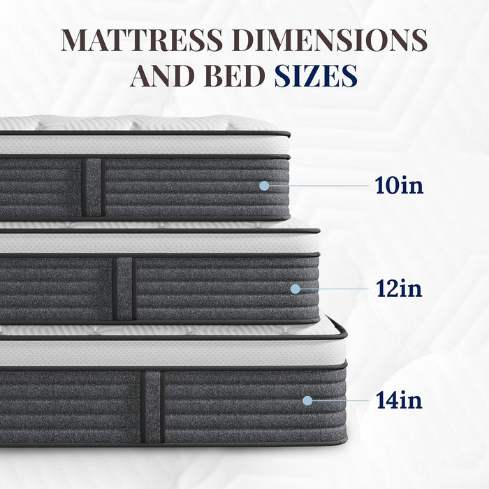 King Size Mattress, 14 Inch Hybrid King Size, Medium Feel Foam and Individual Pocket Springs, Fiberglass Free Bed Mattress, Extra Edge Support, Pressure Relief, Certipur-Us