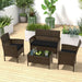 4-Piece Patio Furniture Set - Rattan Outdoor Conversation Bistro Set W/Cushions, Glass Coffee Table, Wicker Chairs & Loveseat for Garden Backyard Porch, Balcony Furniture Set (1, Black)