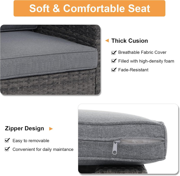 8 Pieces Outdoor Patio Furniture Set, Wicker Patio Conversation Sets with Storage Box, Rattan Outdoor Sectional Sofa Set with Cushions and Coffee Table for outside Porch, Deck, Gray