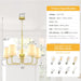 Farmhouse Chandelier, 5-Light Gold Chandelier with White Fabric Shade, Height Adjustable Modern Dining Room Light Fixture with E26 Base for Bedroom Foyer Hallway Entryway Kitchen Living Room