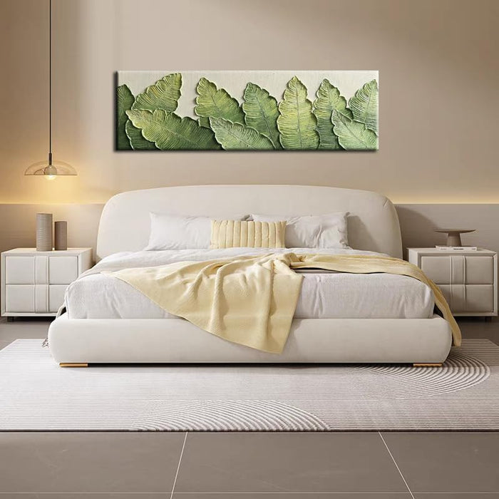 - Long Size 20X60 Inch Modern Minimalist 3D Textured Wall Art Oil Paintings on Canvas Green Plant Paintings Handmade Abstract Artwork Painting Canvas Wall Art for Bedroom Home Wall Art Deco Oil Painting