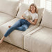 98-Inch Sectional Sofa White Check Premium RightFacing
