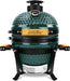 13-Inch Ceramic Kamado Grill, Waterproof Vent Cap, Green | Charcoal-Fired Tabletop Kamado with a Waterproof Vent Cap That Helps Shield the Top Vent from Rain during Outdoor Cooking.