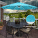 Solar Patio Umbrella with a Centre Light, 9 FT Aqua Blue