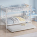 Bunk Bed Twin over Twin with Trundle, Metal Bunkbeds with Ladder and Full-Length Guardrail, No Box Spring Needed, Space Saving, Noise Free, White