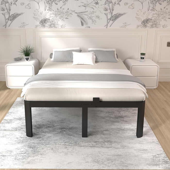 16 Inch Queen Bed Frame, Heavy Duty, No Box Spring Needed, Black