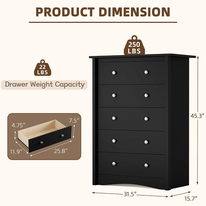 Tall Dresser for Bedroom, Modern Dressers with 5 Drawer