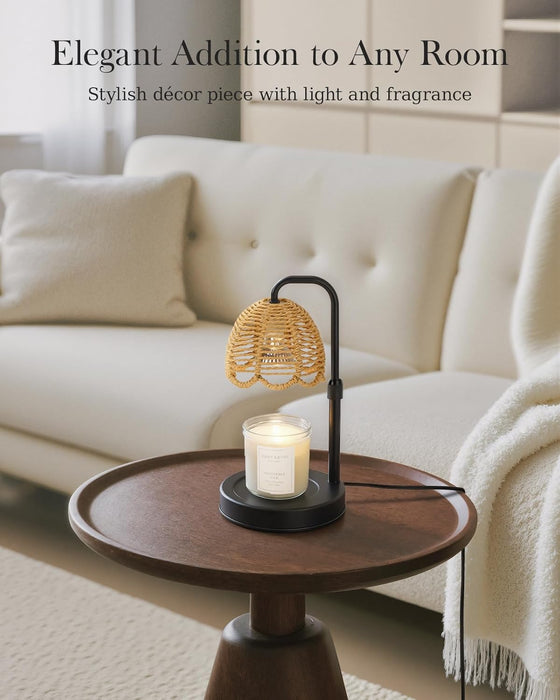 Candle Warmer Lamp with Timer Dimmable, Boho Electric Candle Warmer Lamp, Wax Warmer Lamp for Birthday Gifts for Women Mom, House Warming Christmas Gifts New Home Decor - Sleek Metal Base