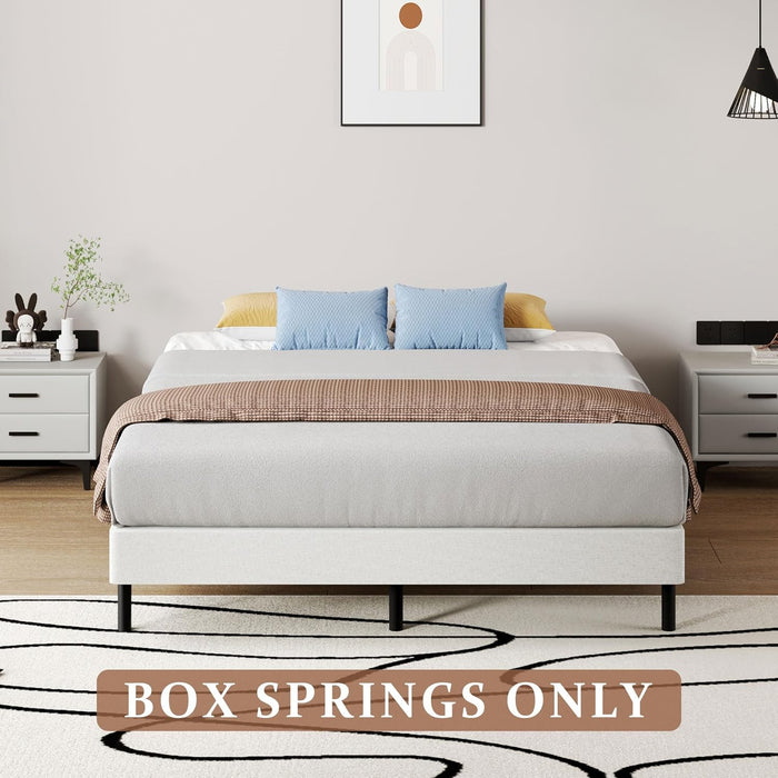 Queen Size Box Springs - 5 Inch Low Profile Mattress Foundation No Noise Heavy Duty Metal Basics Bed Base with Clean Fabric Cover, Easy Assembly