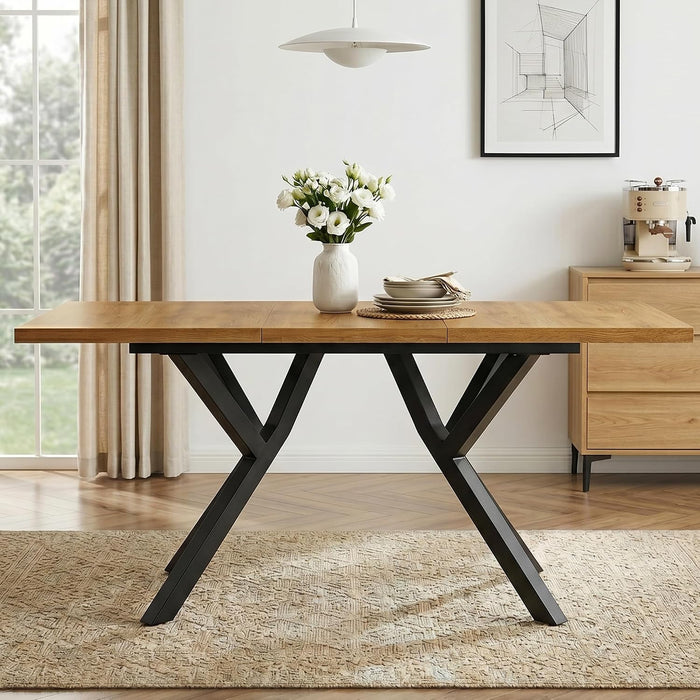Extendable MDF Dining Table 47.2''-63'' for 4-6 People, Oak