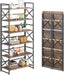 Six Tier Foldable Brown Bookcase Industrial Finish