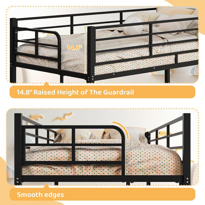 Black Twin Over Twin ReinforcedSteelFrame Bunk Bed