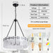 JetBlack CrystalGlass Drum Chandelier Light Luminaire
