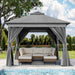 10'X10' Patio Gazebo, Double Roof Outdoor Shelter Tent with Mosquito Nettings and Privacy Screens, Gray