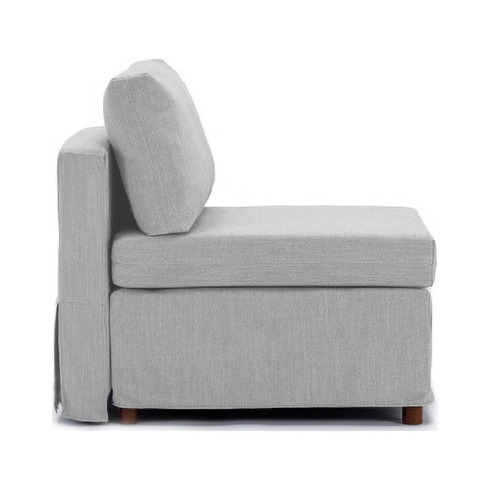 Modern Fabric Linen Middle Module for Modular Sofa Sectional Sofa Couch Accent Armless Chair, Cushion Covers Removable and Washable,Light Grey