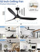 52 Inch Outdoor Ceiling Fans with Lights,Smart Wood Ceiling Fan for Alexa,Google & APP Control,Indoor/Outdoor,3 Blades,3Cct Dimmable,Black Walnut,Downrod Mount for Patio Porch