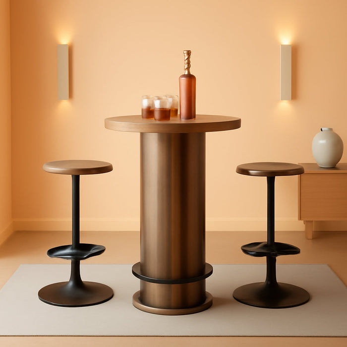 Round Bar Table With Chairs MatteBlack Powdercoated