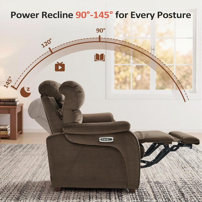 Zero Wall Hugger Power Recliner Chair for Adult ST257 ((Coffee)