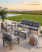 HDPE Outdoor Patio Furniture Set, Grey Frame & Grey Cushions