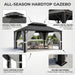 16'X12' Hardtop Gazebo, Update Aluminum Frame Gazebo with Galvanized Steel Double Roof, Outdoor Pergola with Curtain and Net, Backyard Canopy for Garden, Deck, Gray and Black