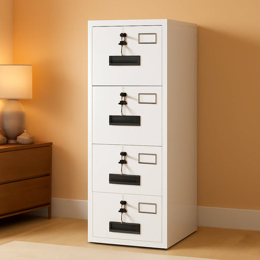 White IndustrialGrade 4 Drawer File Cabinet Lockable