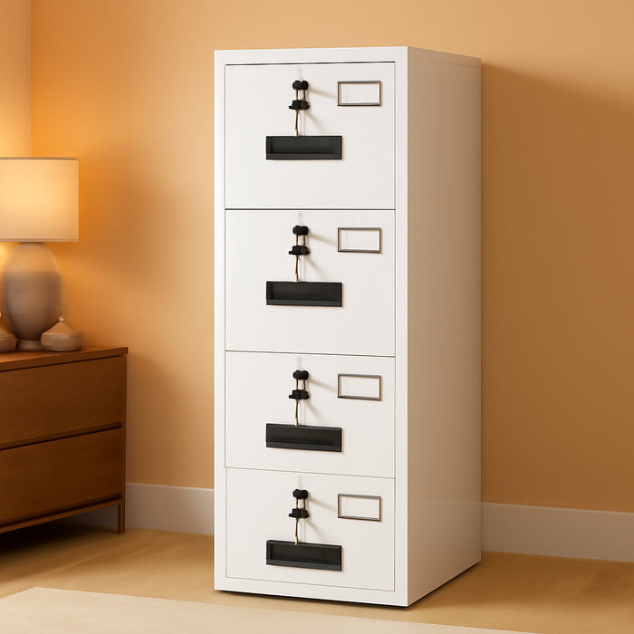 White IndustrialGrade 4 Drawer File Cabinet Lockable