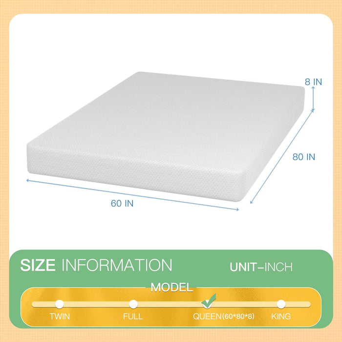 | 8 Inch Queen Mattress | White | Green Tea Gel Memory Foam
