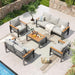 Aluminum Patio Furniture Set 7 Seats, Oversized Outdoor Sectional with Washable Thick Cushions, Coffee Table and Waterproof Cover, Patio Conversation Sets for Porch, Balcony, Deck
