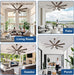 Large Ceiling Fans with Lights: Modern 72 Inch 8 Blade Outdoor Ceiling Fan with Remote APP Control - Dimmable Brown Big Fan Light Indoor Reversible 6 Speed Quiet DC Motor