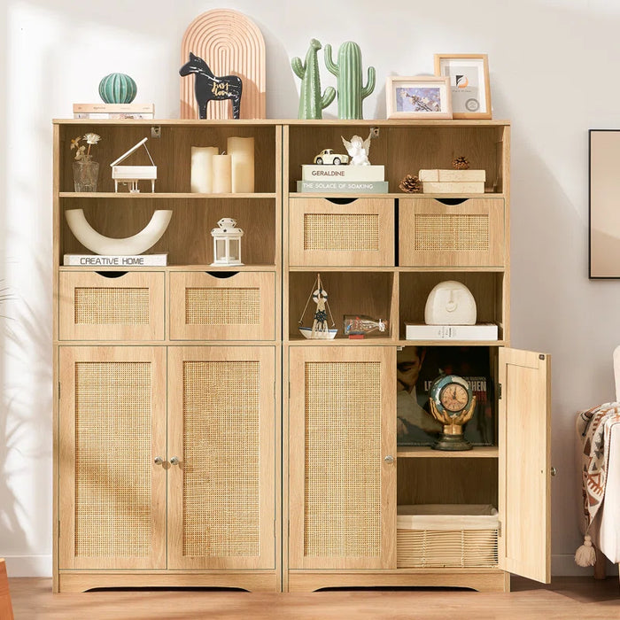 Bolten 49.4In Accent Rattan Cabinet,Storage Cabinet, Bathroom Storage Cabinet with 2 Drawer