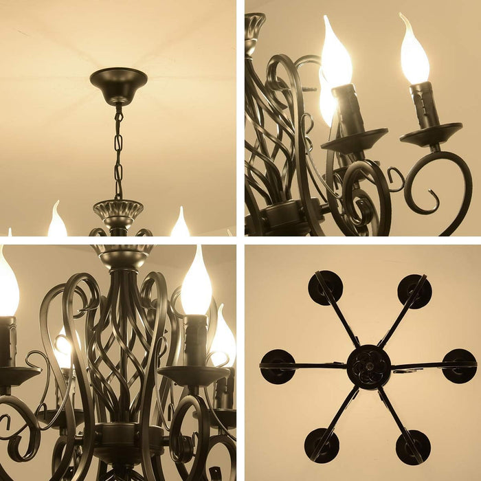 Matte Black 26Inch 8 Light FrenchCountry Chandelier