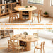 Extendable round Dining Table for 2-4-6, 63 Inch Dining Room Kitchen Table with 2-Tier Storage Shelf, Modern Farmhouse Fluted Wood Slide Door Dinner Furniture,Oval Circle (Oak-63 Inch)