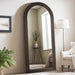 Arched Full Length Mirror with Solid Wood Frame, 71"X32" Rustic Farmhouse Large Floor Mirror with Stand, Free Standing Leaning Hanging, for Bedroom Living Room Dressing Room Entryway, Brown