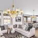 7-Light Modern Large Crystal Chandelier Gold Adjustable Hanging Pendant Light Vintage Farmhouse Ceiling Light Fixture for Living Room Dining Room Bedroom Foyer Entryway Staircase