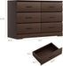 Brown 6 Drawer Dresser for Bedroom, Chest of Drawers with Silver Handle, Wood Storage Dresser with Deep Drawers for Bedroom, Living Room, Hallway Entryway (52.76 * 21.26 * 7.87 In)