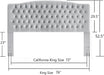 Velvet Upholstered Tufted Button King Headboard and Comfortable Fashional Padded King/California King Size Headboard- Gray