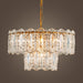 Elegant Glass Chandelier Light Fixture, Modern Vintage Pendant Chandelier Lighting for Dining Room, D18 X H10, 2- Tier Shade & Brass Gold Finish