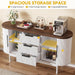 Fluted Sideboard Buffet Cabinet with Storage, White & Brown