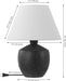 18" Black Modern Concrete Effect Table Lamp Set of 2, Scandinavian Bedside Lamps for Bedroom Living Room, White Linen Shade, LED Bulbs Included (JYL5606B-SET2)