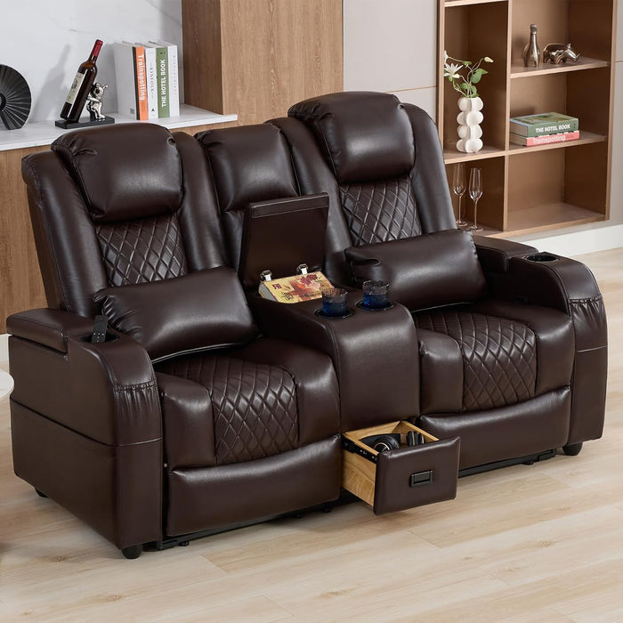 57" RV Recliner Loveseat - Brown PU Leather