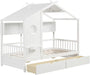 White Twin Size Wooden House Bed TwoUnderbedStorageDrawers