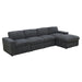 Sectional Sofa, 132" Oversized 4 Seater Couch with Ottoman for Living Room, Corduroy, Gray