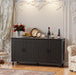 62'' Coffee Bar Cabinet Kitchen with Storage, Buffet Cabinet with Storage, Sideboard Buffet for Dinning Room, Kitchen & Living Room (4 Doors, Black)