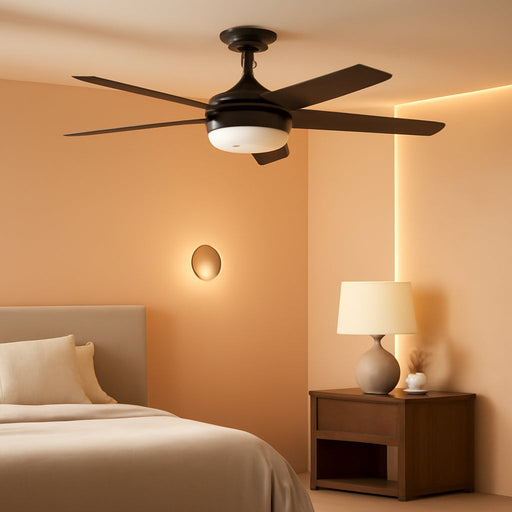Ceiling Fans Carmel, 48 Inch Contemporary Indoor LED Ceiling Fan with Light, Remote Control, Dual Mounting Options, Dual Finish Blades, Reversible Motor - 51912-01 (Black)