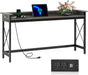 Sofa Table with Outlets and USB Ports, 70.9 Inch Extra Long Console Table behind Couch with Charging Station, Industrial Narrow Entryway Hallway Accent Table for Living Room