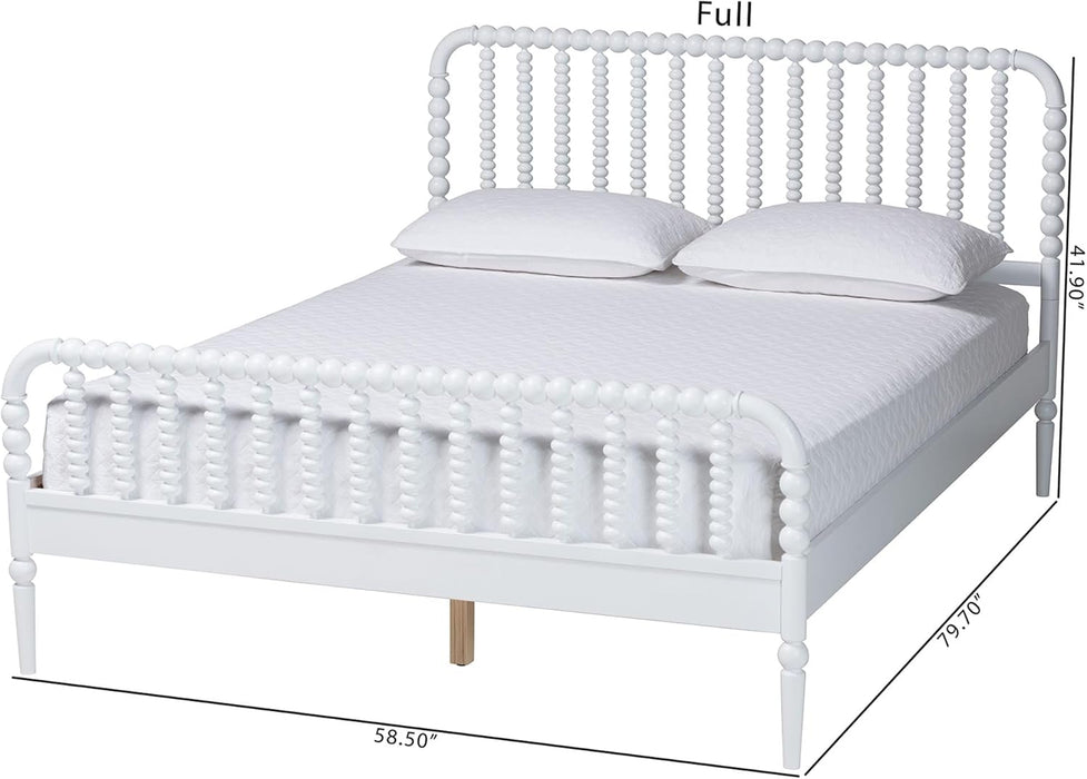 Lucera Bobbin Wood Platform Bed, Full, White