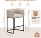 26" H Counter Height Bar Stools Set of 2, Modern Barrel Counter Stools with Backrest and Arms, Linen Fabric Upholstered Accent Barstools for Kitchen Island,Support 450 LBS (Beige)