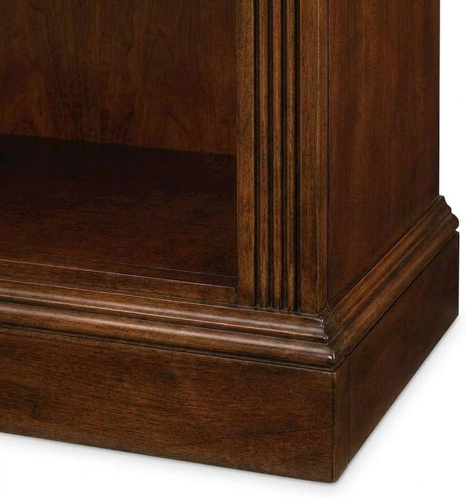 Cherry Veneer Bookcase with Distressed-Finish, Tall Open Bookshelf and Wood Shelves for Office or Bedroom Use, Brown